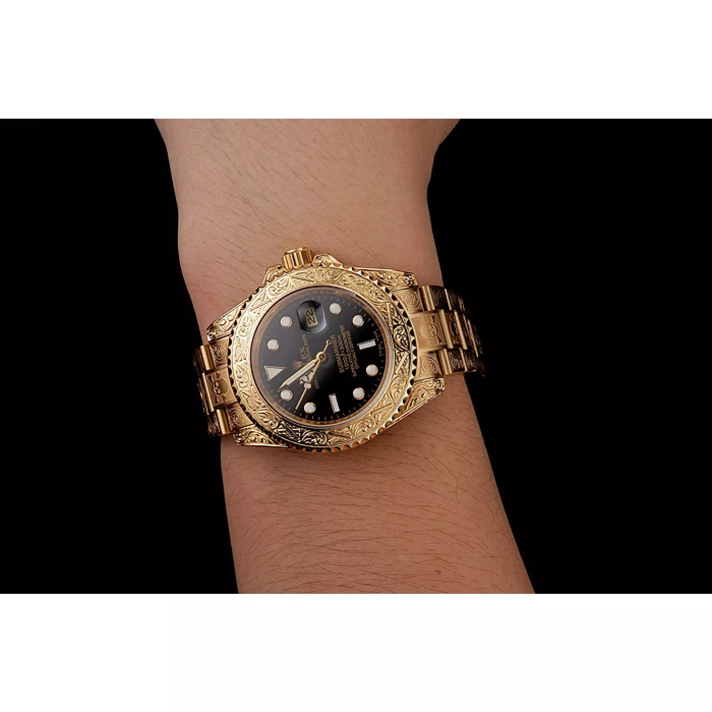 Cheap Rolex Submariner Skull Limited Edition Black Dial Gold Case And Bracelet 1454071 0127