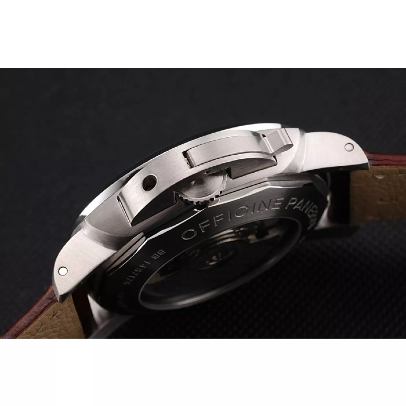 Cheap Panerai Luminor 1950 Tourbillon GMT Black Dial Stainless Steel Case Brown Leather Strap 0115