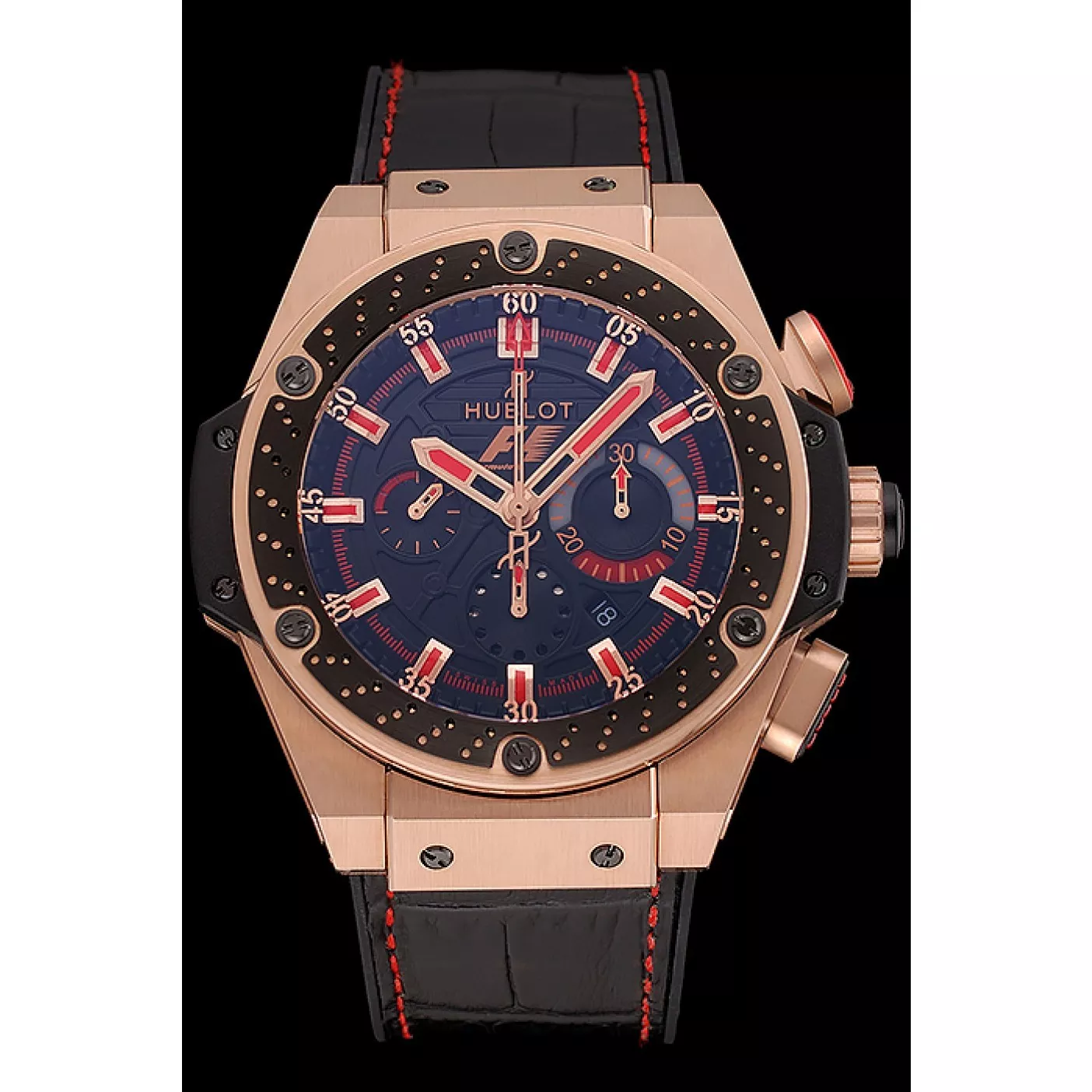 Cheap Swiss Hublot Big Bang Limited Edition Formula 1 Black And Red Dial Gold Case Black Strap 62287 0113