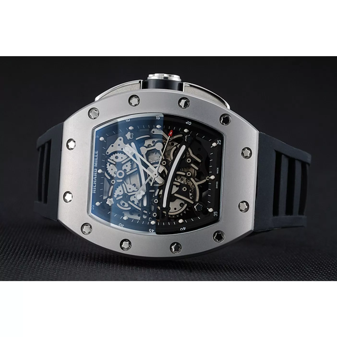 Cheap Richard Mille RM 61-01 Yohan Blake Limited Edition Silver Case Black Bracelet 1454204 0127