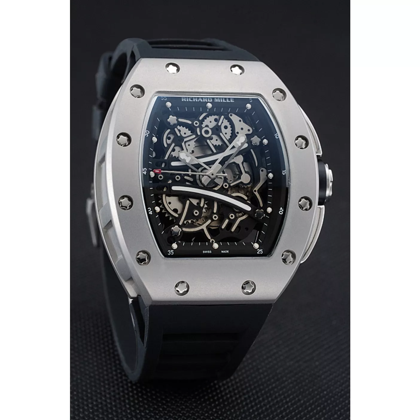 Cheap Richard Mille RM 61-01 Yohan Blake Limited Edition Silver Case Black Bracelet 1454204 0127