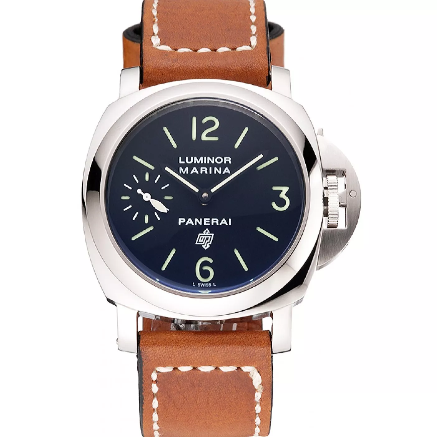 Panerai Luminor Marina Stainless Steel Bezel Brown Leather Bracelet 622313 0115