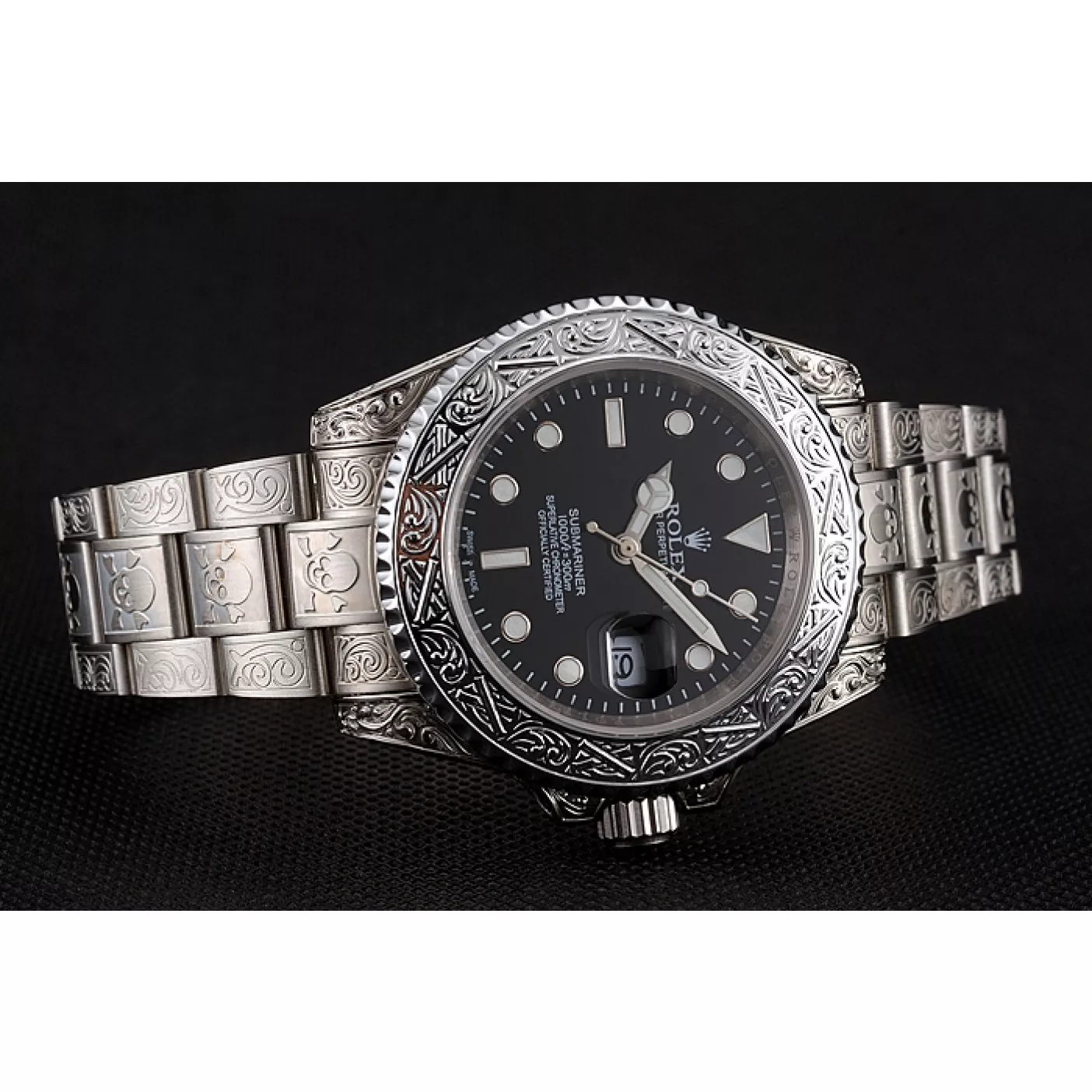 Affordable Swiss Rolex Submariner Skull Limited Edition Black Dial White Case And Bracelet 1454093 0127