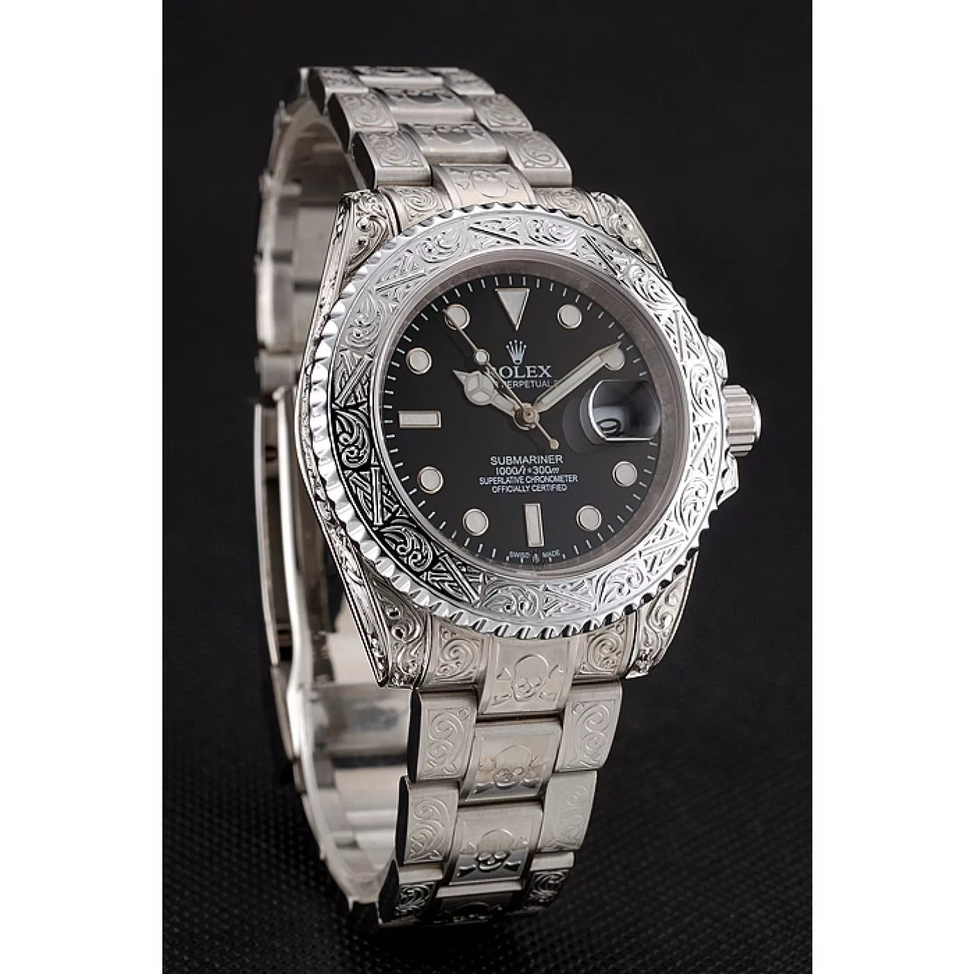 Affordable Swiss Rolex Submariner Skull Limited Edition Black Dial White Case And Bracelet 1454093 0127