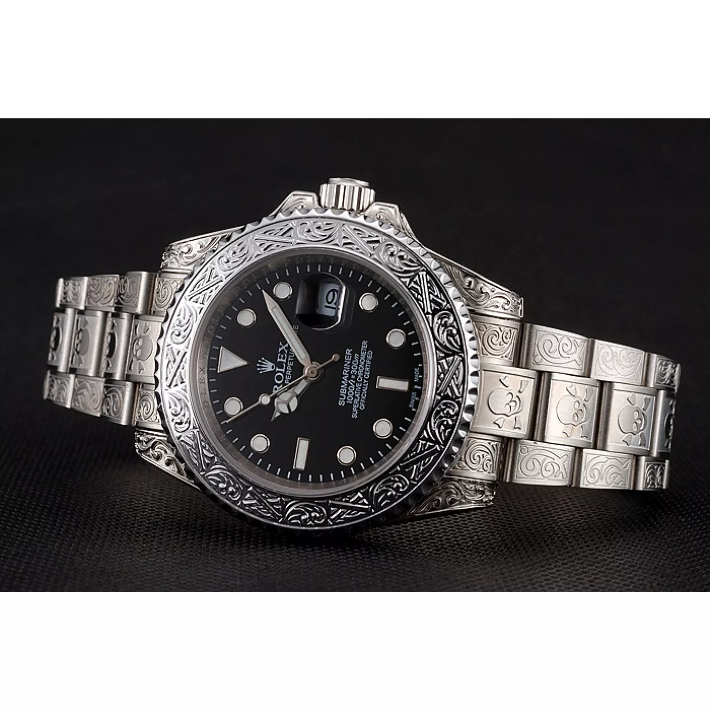 Affordable Swiss Rolex Submariner Skull Limited Edition Black Dial White Case And Bracelet 1454093 0127