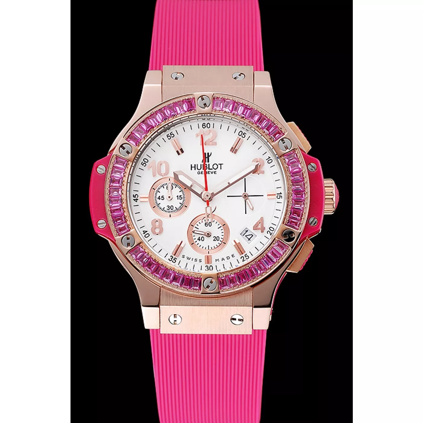 Cheap Hublot Big Bang Tutti Frutti Pink Strap Gold Dial 0127