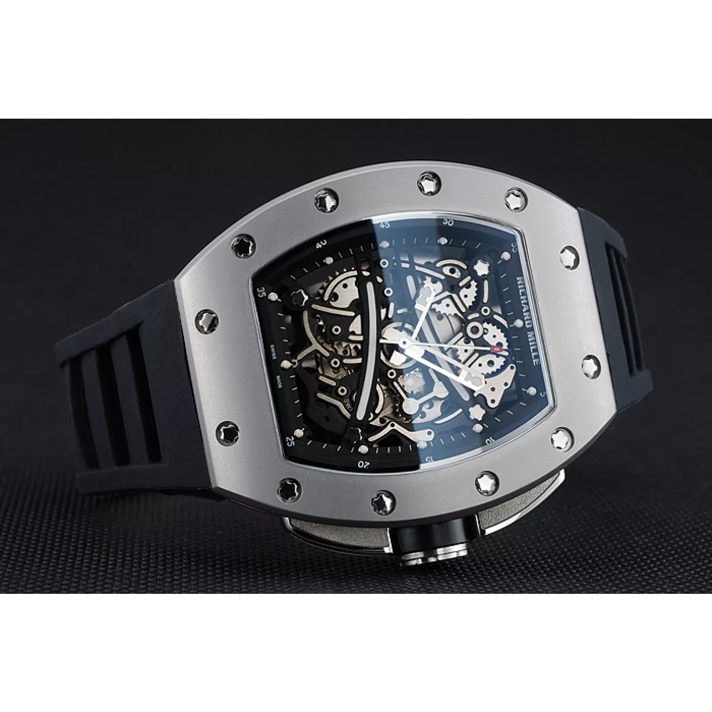 Cheap Richard Mille RM 61-01 Yohan Blake Limited Edition Silver Case Black Bracelet 1454204 0127