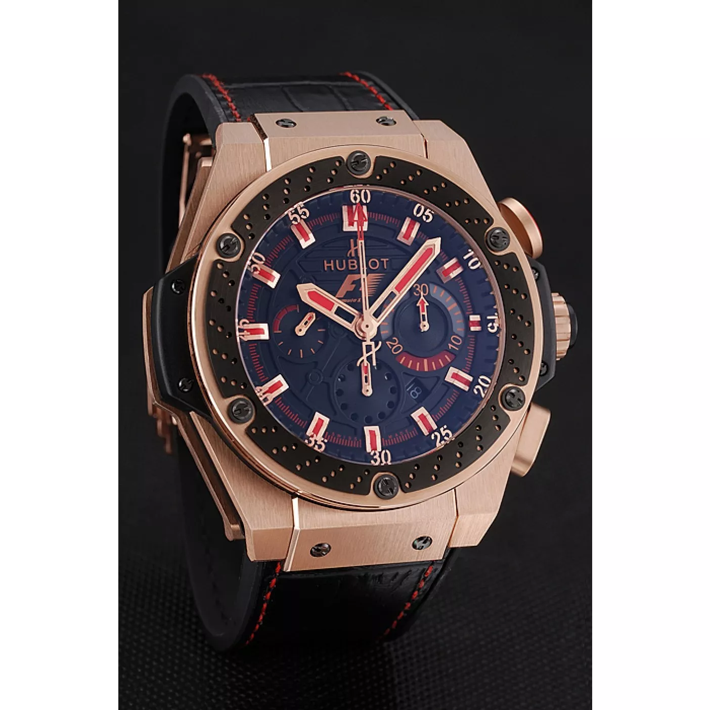 Cheap Swiss Hublot Big Bang Limited Edition Formula 1 Black And Red Dial Gold Case Black Strap 62287 0113