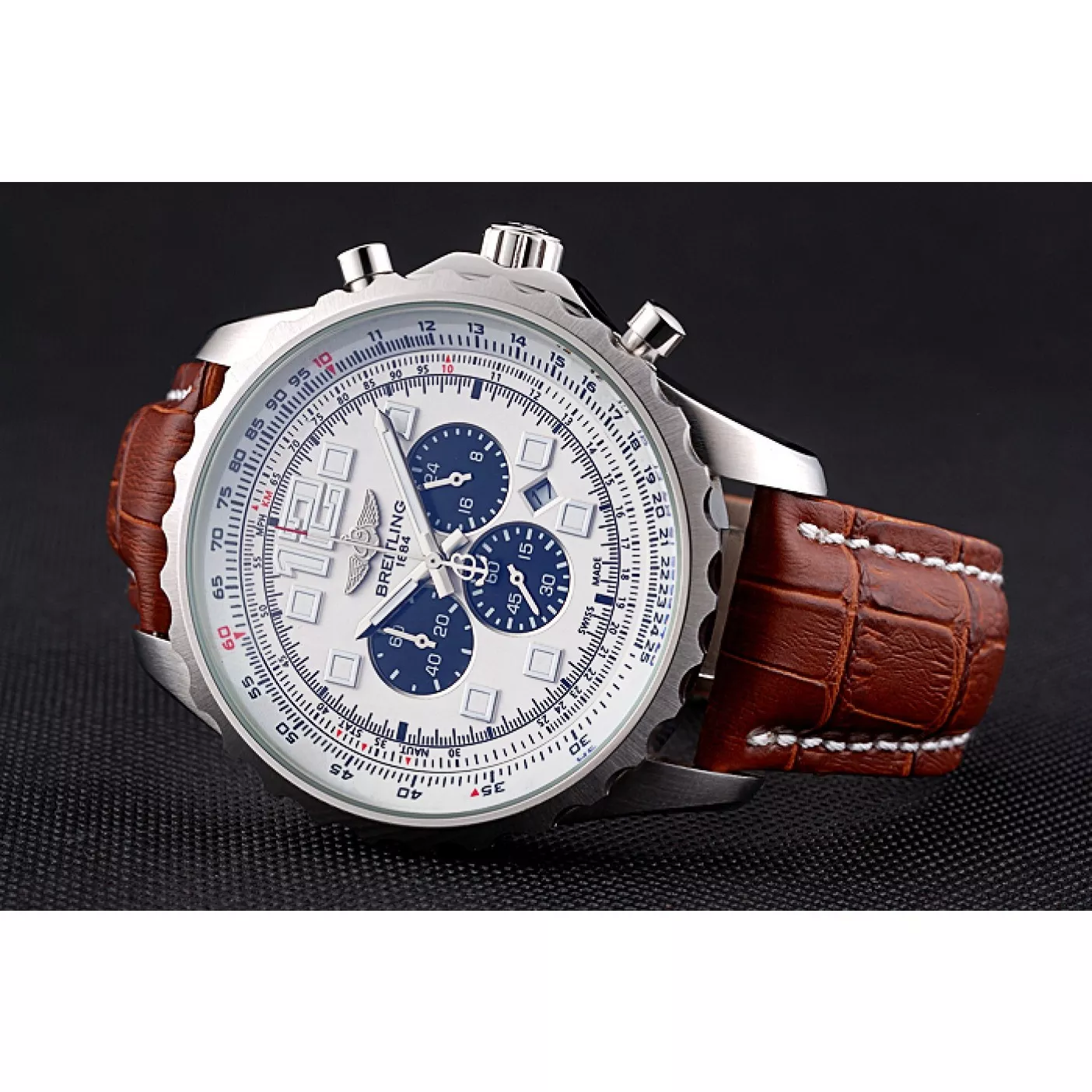 Cheap Breitling Navitimer Brown Leather Strap White Dial 0129