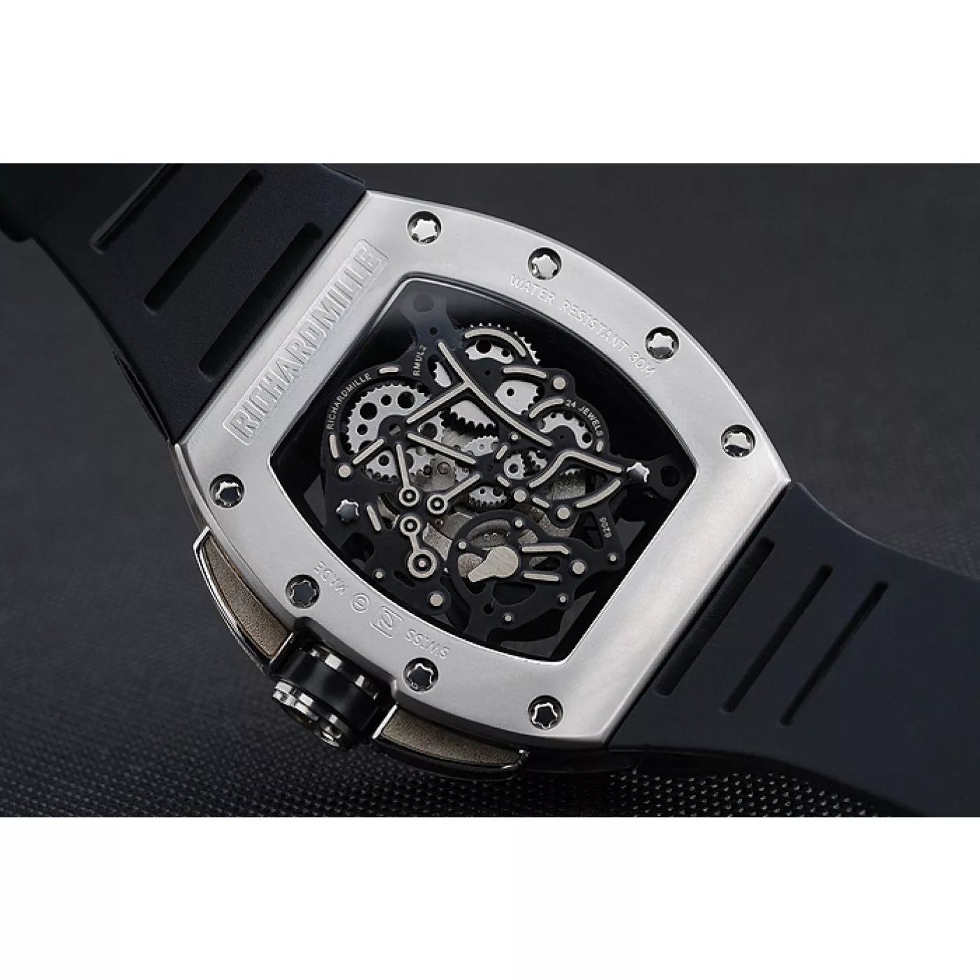 Cheap Richard Mille RM 61-01 Yohan Blake Limited Edition Silver Case Black Bracelet 1454204 0127