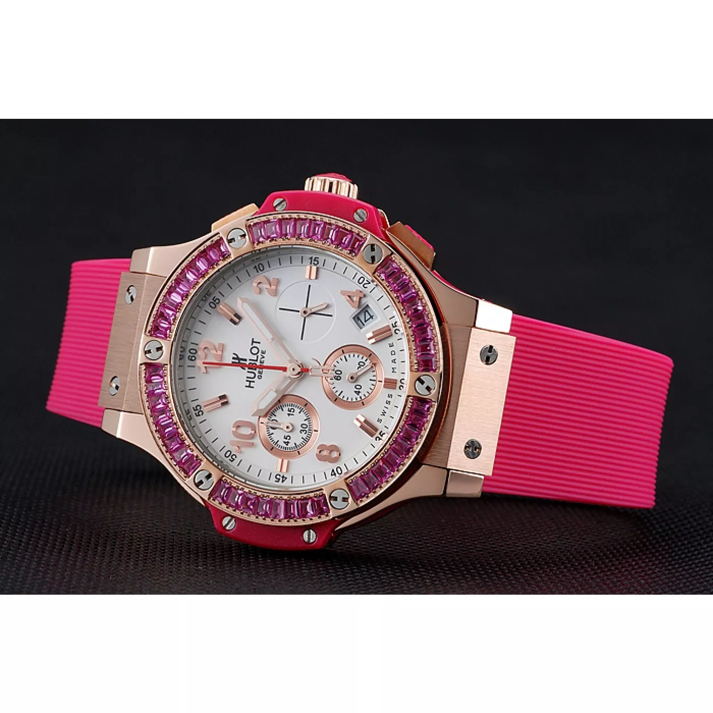 Cheap Hublot Big Bang Tutti Frutti Pink Strap Gold Dial 0127