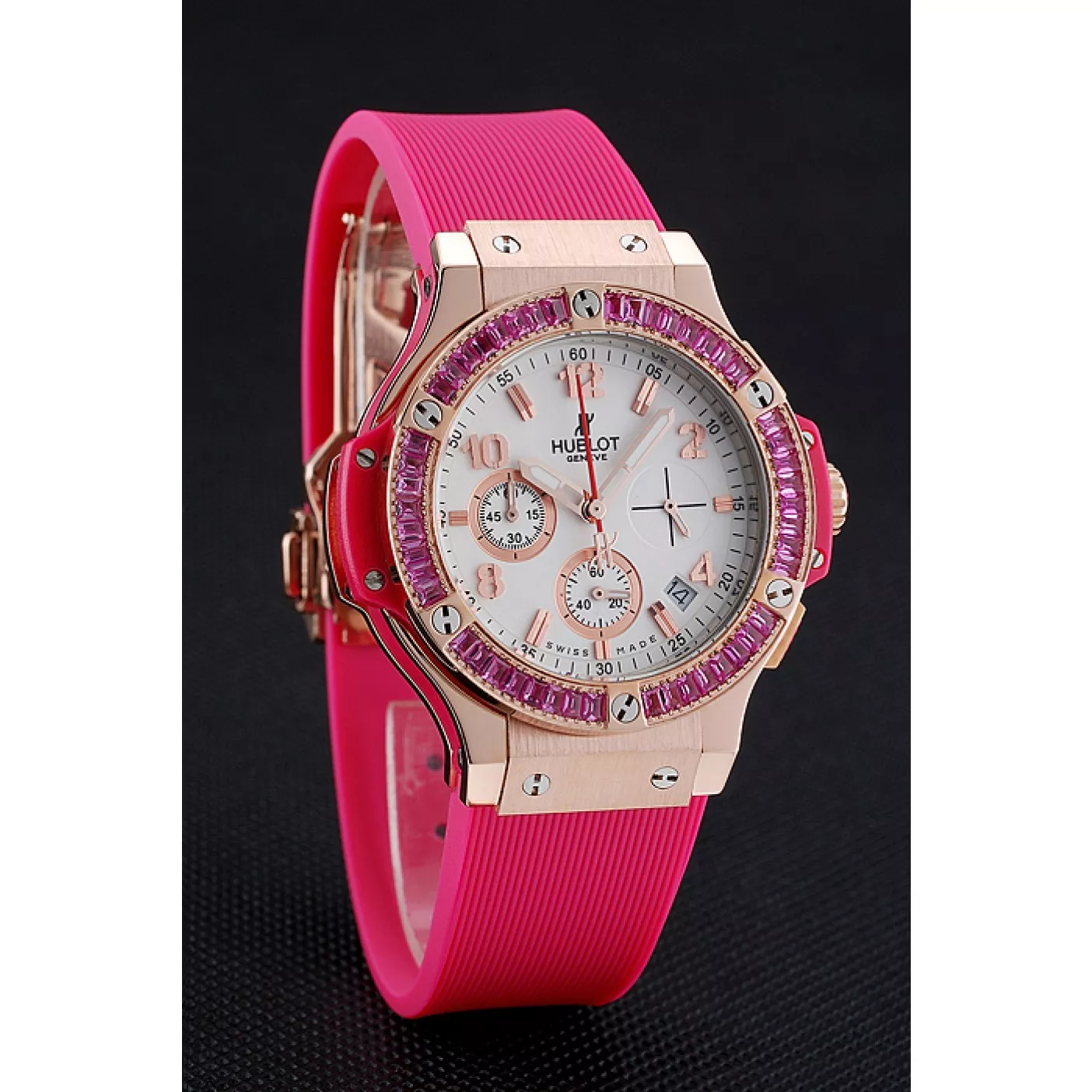 Cheap Hublot Big Bang Tutti Frutti Pink Strap Gold Dial 0127